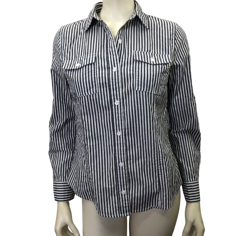 Michael Kors Womens Striped Button-Down Shirt With Pockets‎ Size P/M
